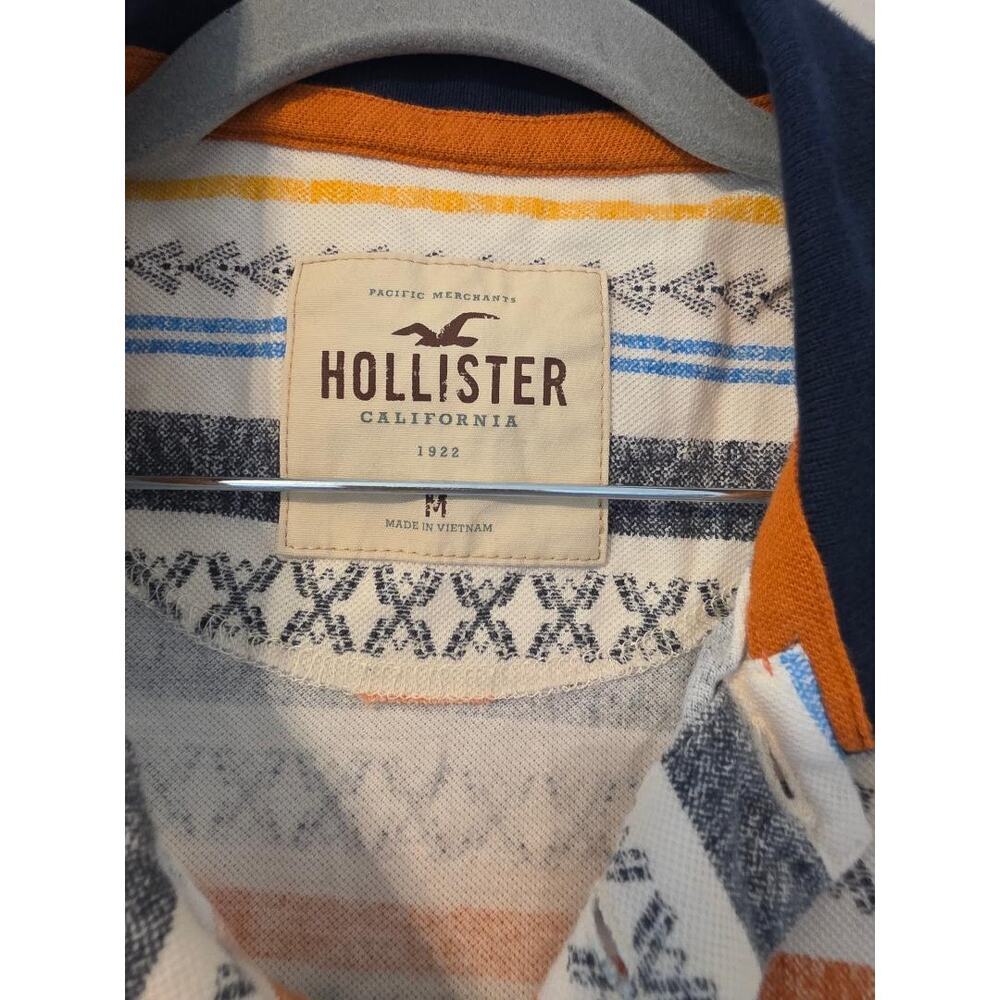 Hollister California Striped Polo Shirt Men's Medium Surf Aztec - Picture 5 of 6